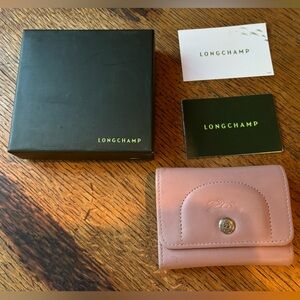 Longchamp Le Pliage Cuir Leather Cardholder Wallet Blush